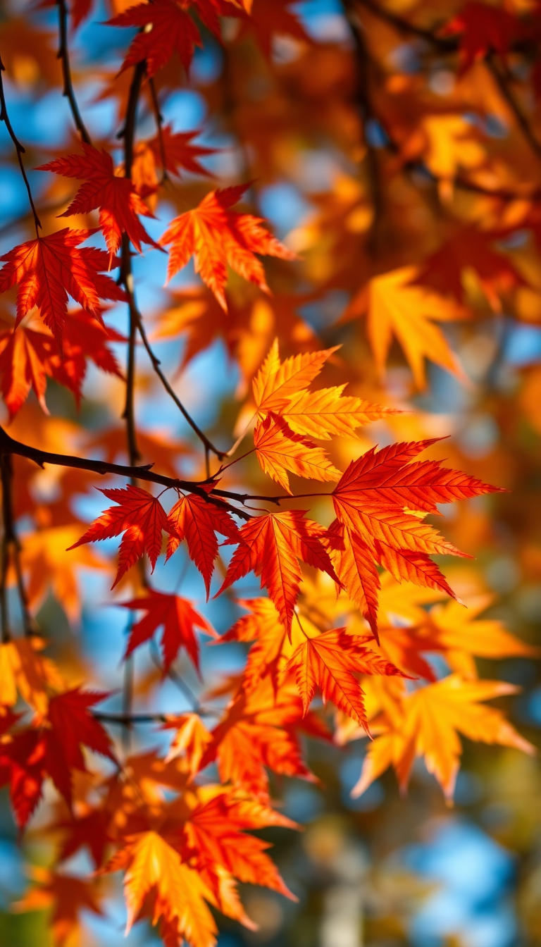 Autumn Leaves Falling Maple Red Orange Photorealistic Remaster Wallpaper