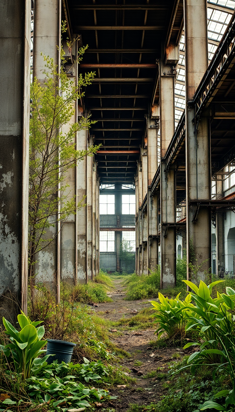 Wild Nature Reclaiming Industrial Decay Wallpaper