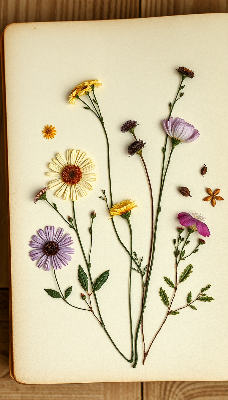 Eternal Pressed Flowers Journal Vintage Botanical Wallpaper