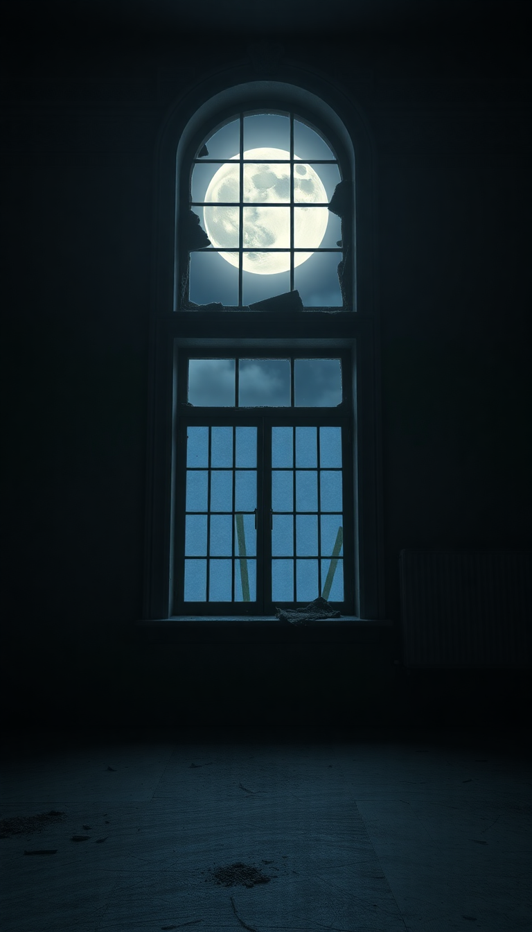 Abandoned Mansion Moonlight Through Broken Window Photorealistic Remix Wallpaper