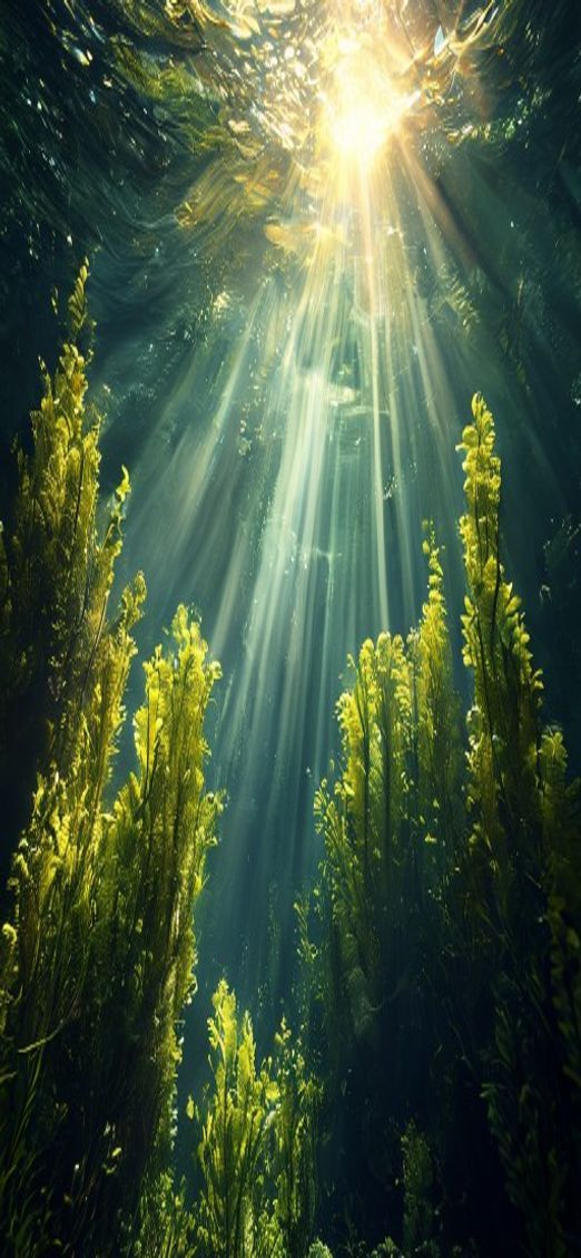 Photorealistic Warm Kelp Forest Sun Wallpaper