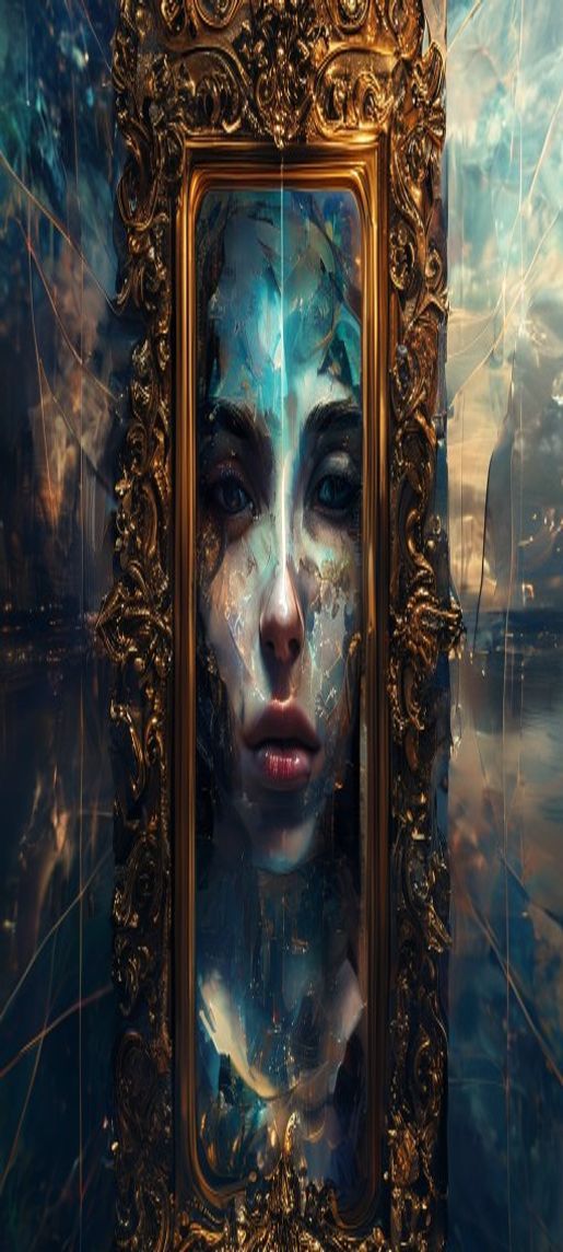 Cosmic Showing Different World Reflection Portal Wallpaper