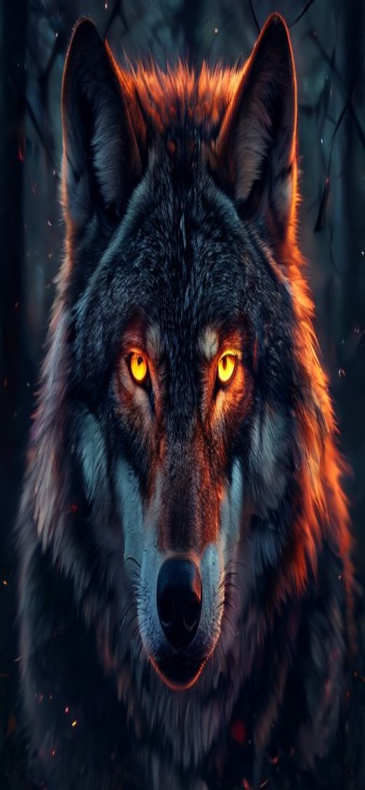 Monochrome Wolf Eyes Glowing Dark Forest Wallpaper