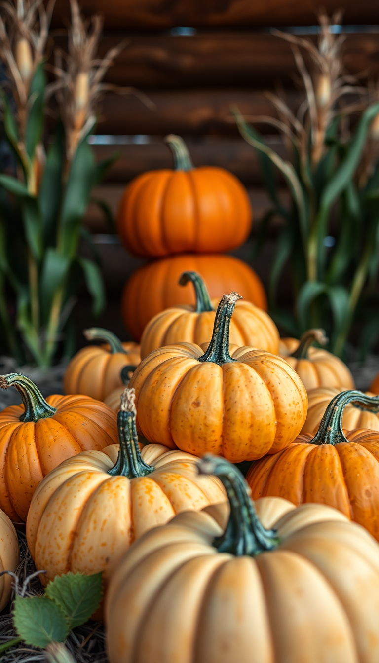 Pumpkins Corn Farm Rustic Aesthetic Deluxe Wallpaper
