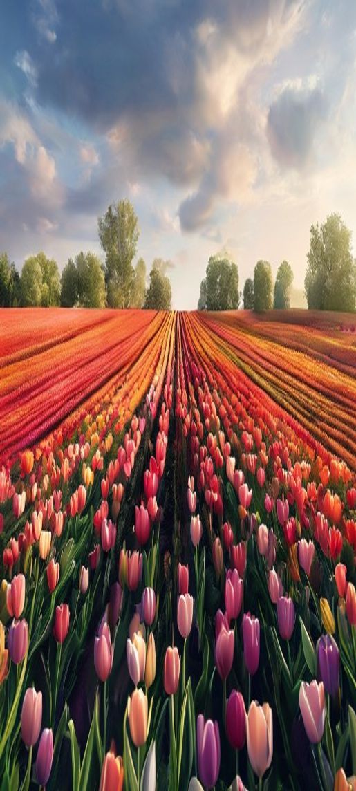 Rows Colors Dutch Landscape Nature Premium Wallpaper