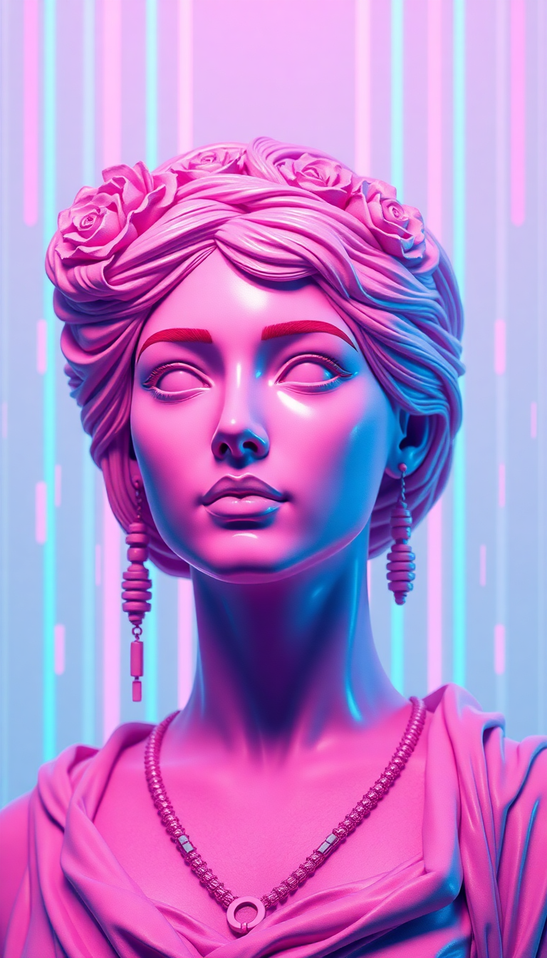 Digital art Subtle Roman Bust Glitch Wallpaper
