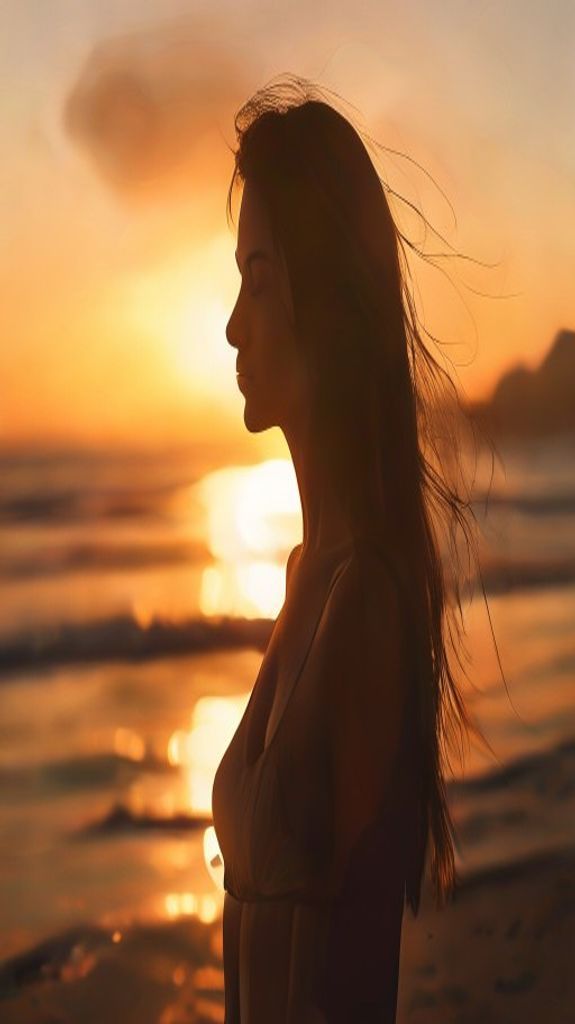 Enchanting Beach Sunset Golden Hour Silhouette Wallpaper