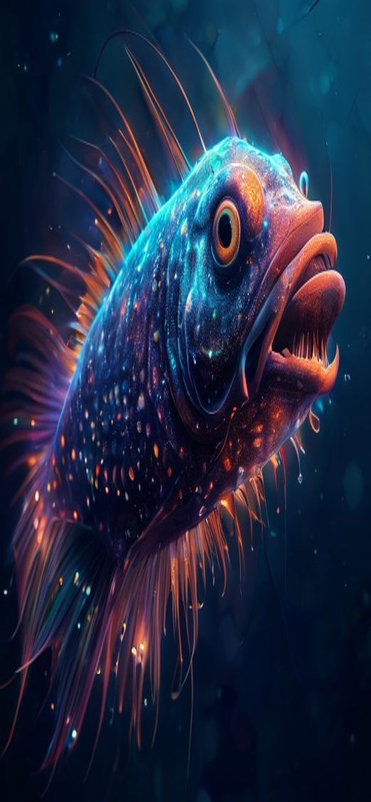 Stunning Deep Anglerfish Abyss Digital art Wallpaper