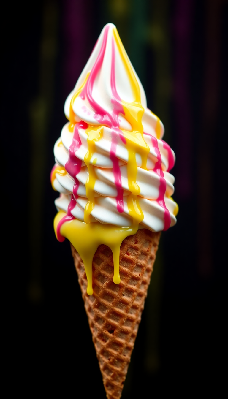 Ice Cream Cone Melting Summer Colorful Photorealistic HQ Wallpaper