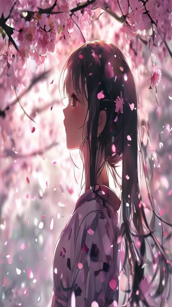 Futuristic Blossom Petals Falling Anime Anime Wallpaper