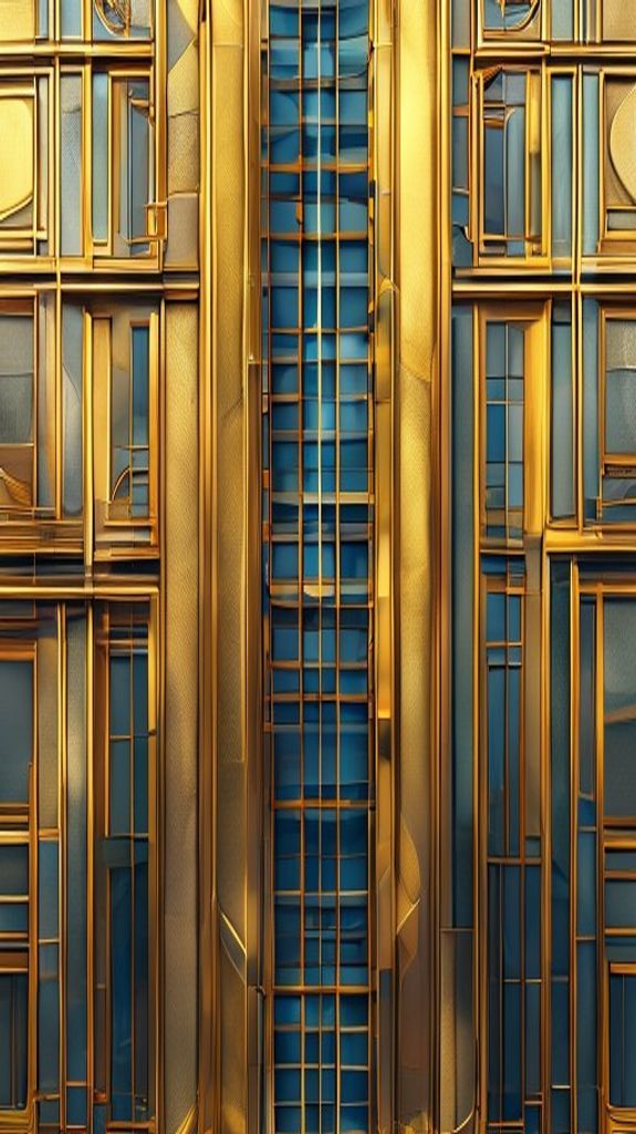 Vintage Geometric Facade Building Deco Photorealistic Wallpaper