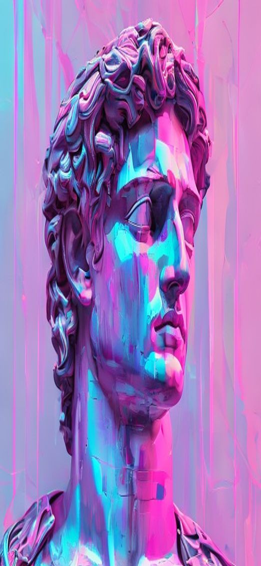 Arctic Fiery Vaporwave Roman Bust Wallpaper