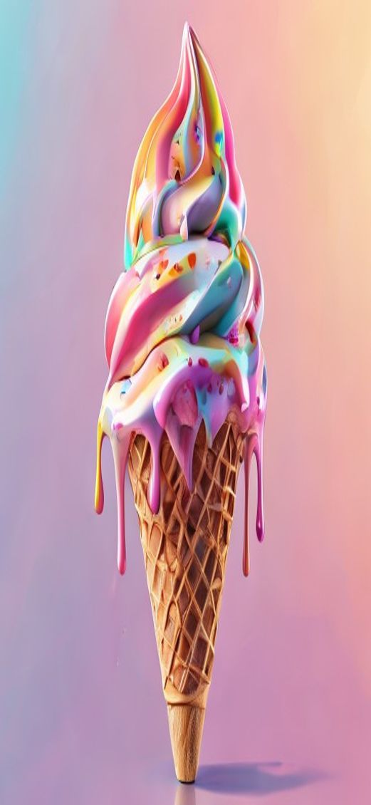 Classic Summer Melting Cone Cream Photorealistic Wallpaper