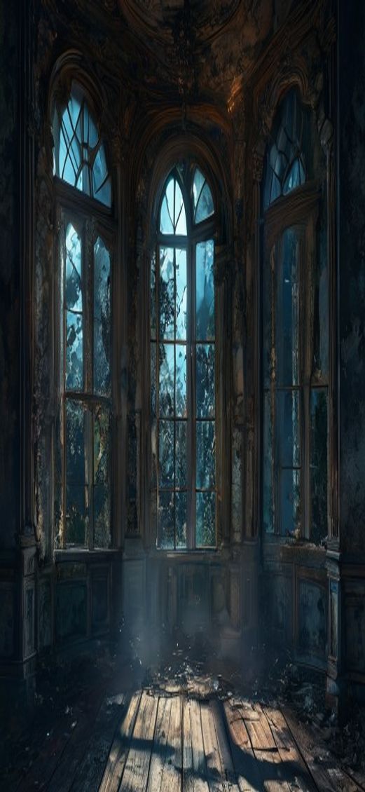 Breathtaking Broken Through Moonlight Mansion Photorealistic Wallpaper