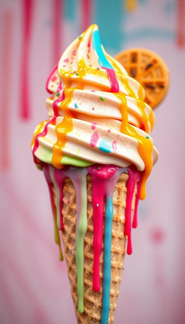 Sacred Summer Melting Cone Cream Photorealistic Wallpaper