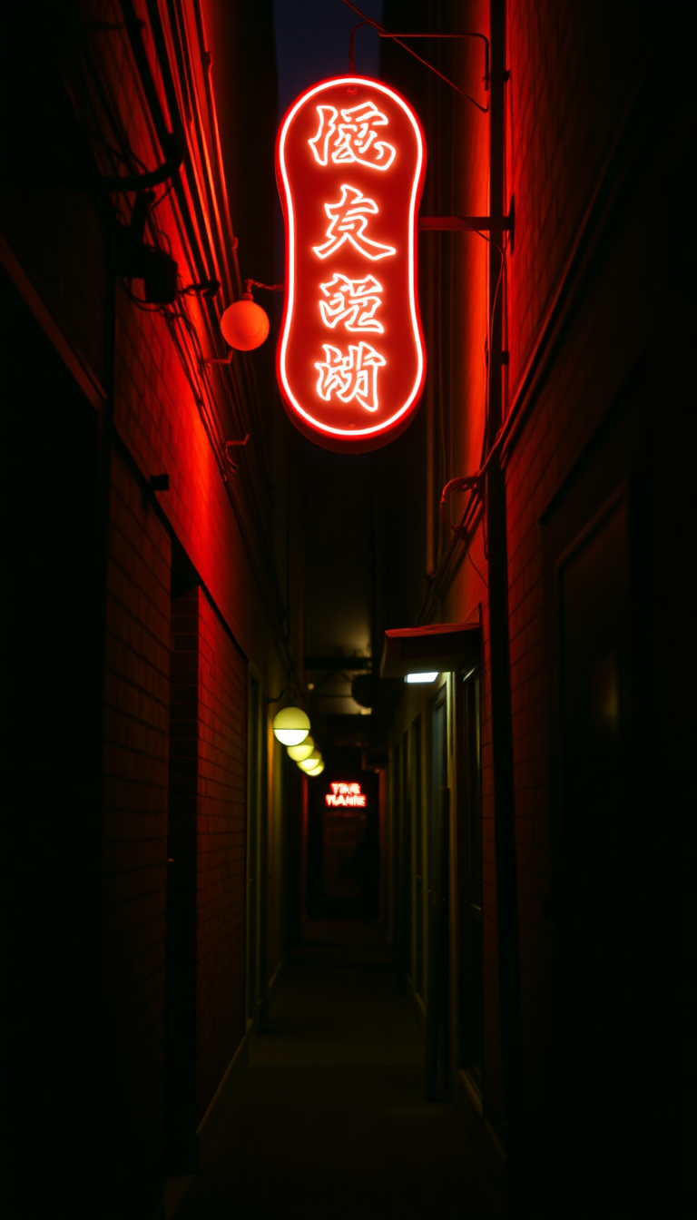 Neon Sign Flickering Dark Alley Aesthetic Wallpaper