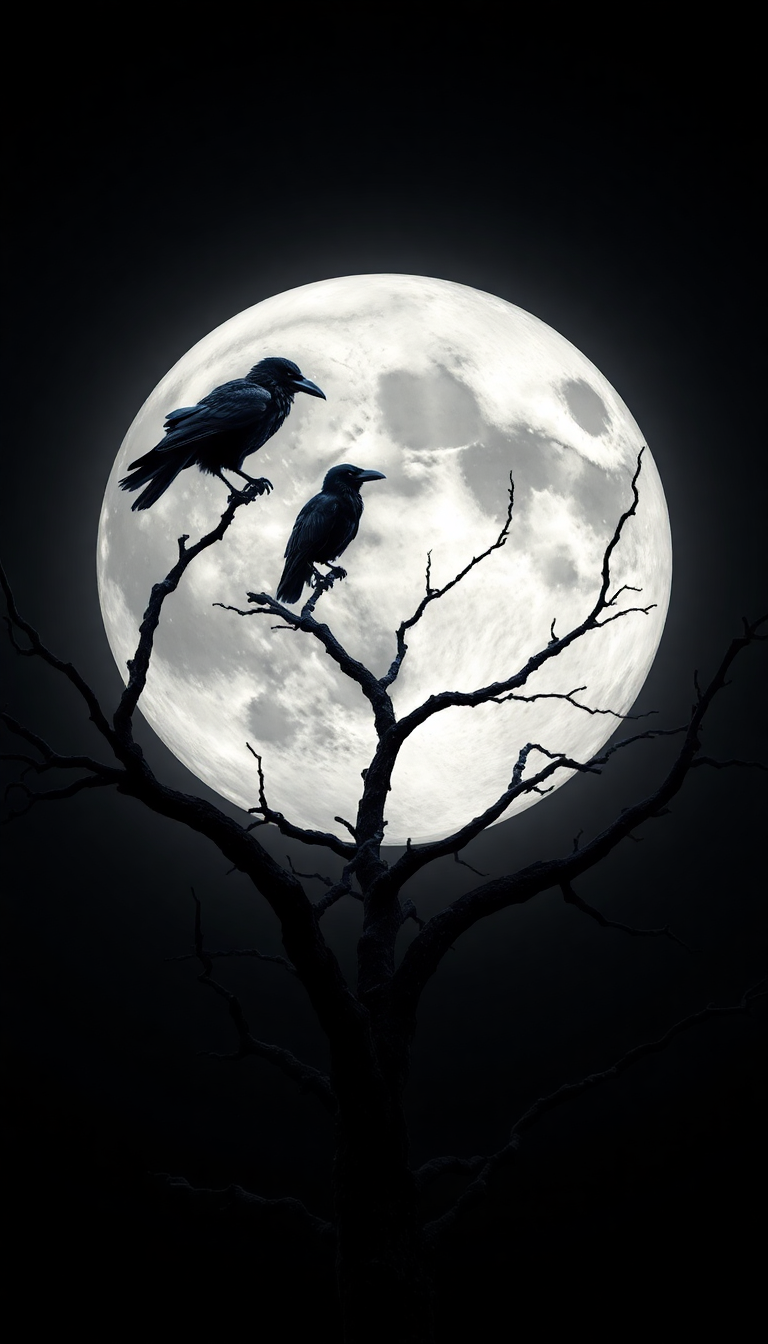 Ravens On Dead Tree Branches Digital art Wallpaper