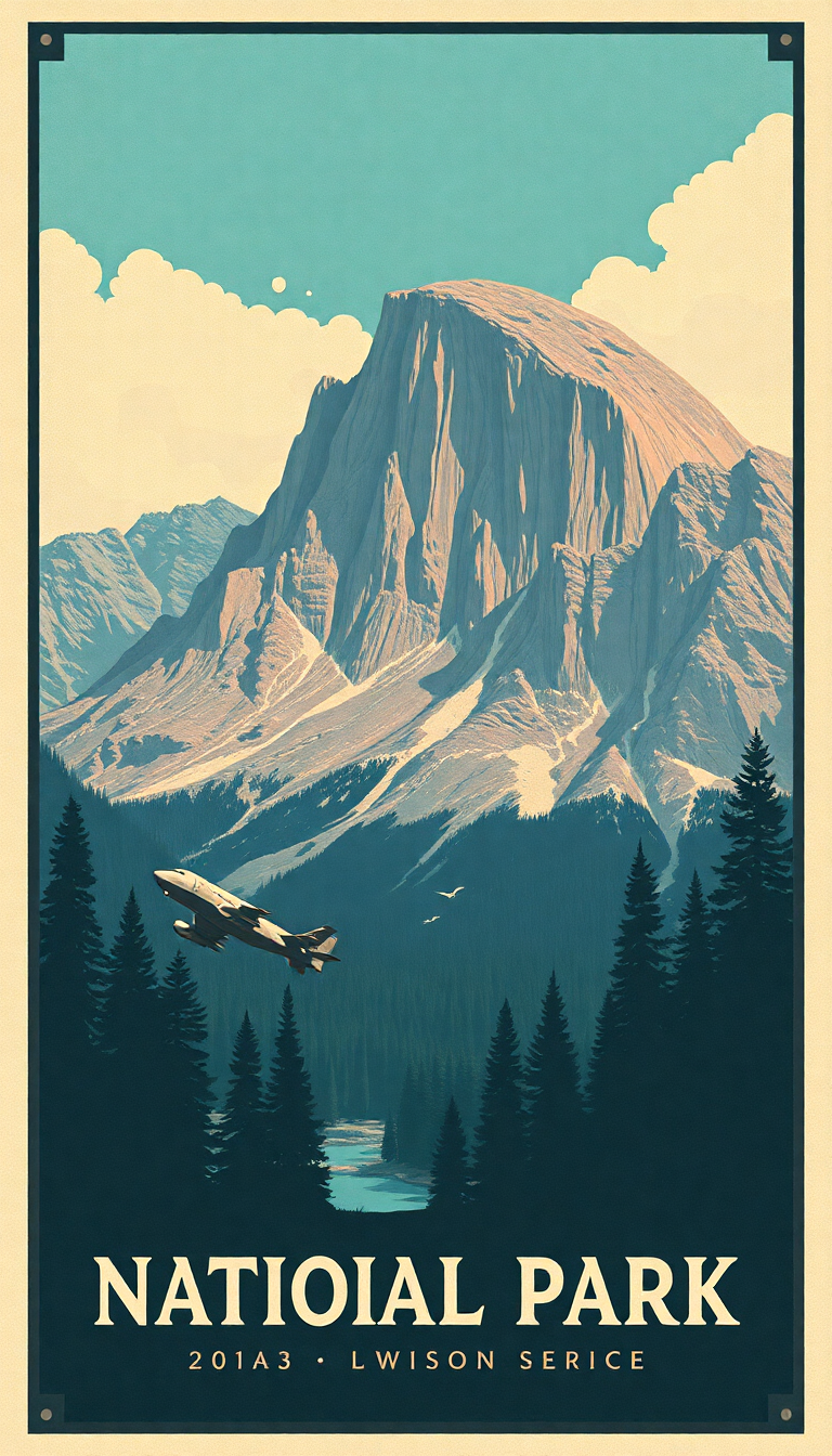 Vintage Travel Poster Style National Digital art Wallpaper