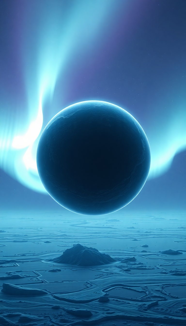 Photorealistic Solar Satellite Orbiting Ice Wallpaper