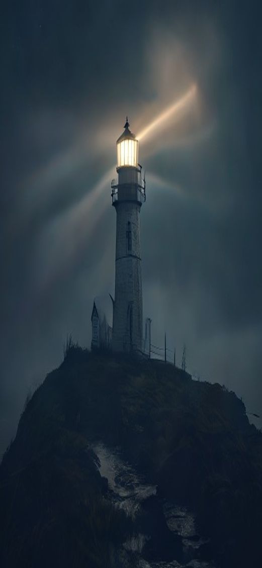 Tranquil Crisp Old Lighthouse Beam Wallpaper