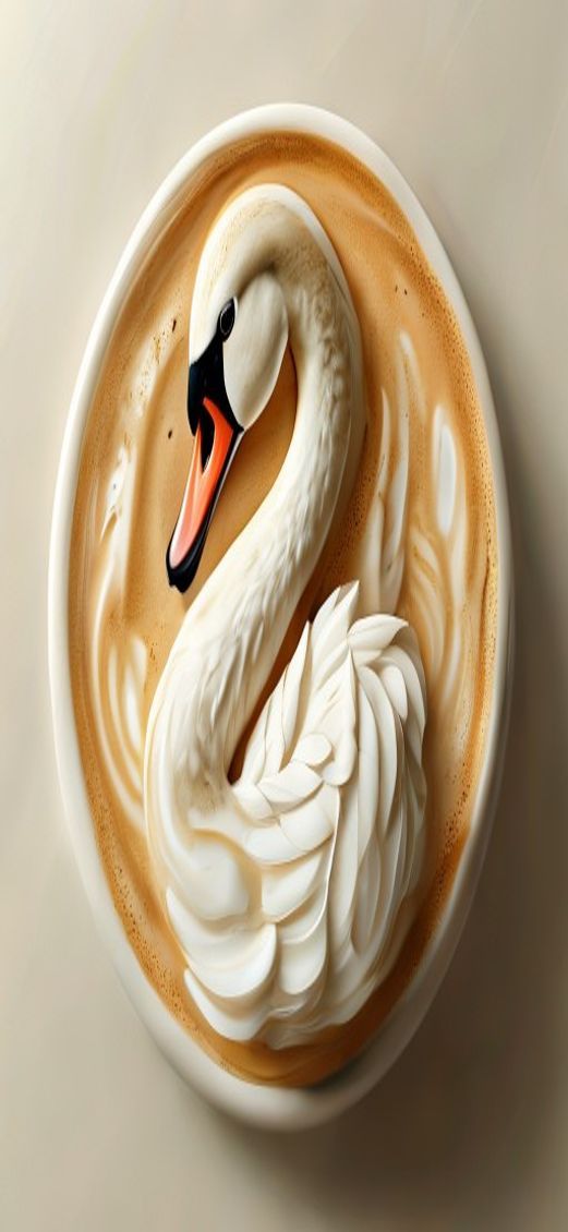 Photorealistic Crystal Latte Art Swan Wallpaper