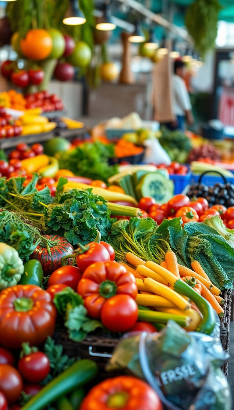 Farmers Market Produce Colorful Vegetables Photorealistic Wallpaper