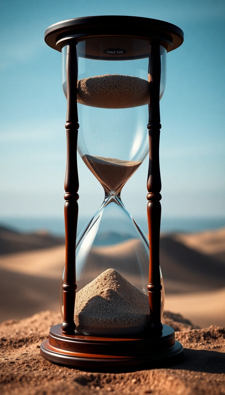 Hourglass Containing Ocean And Desert Digital art Wallpaper