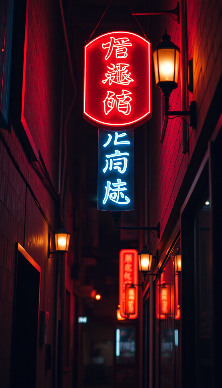 Neon Sign Flickering Dark Alley Aesthetic Wallpaper
