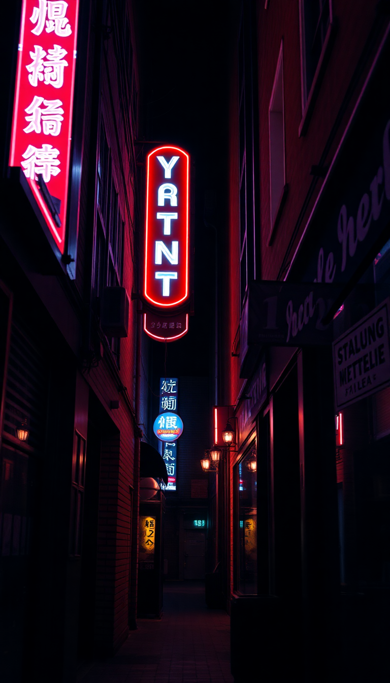 Neon Sign Flickering Dark Alley Aesthetic Wallpaper