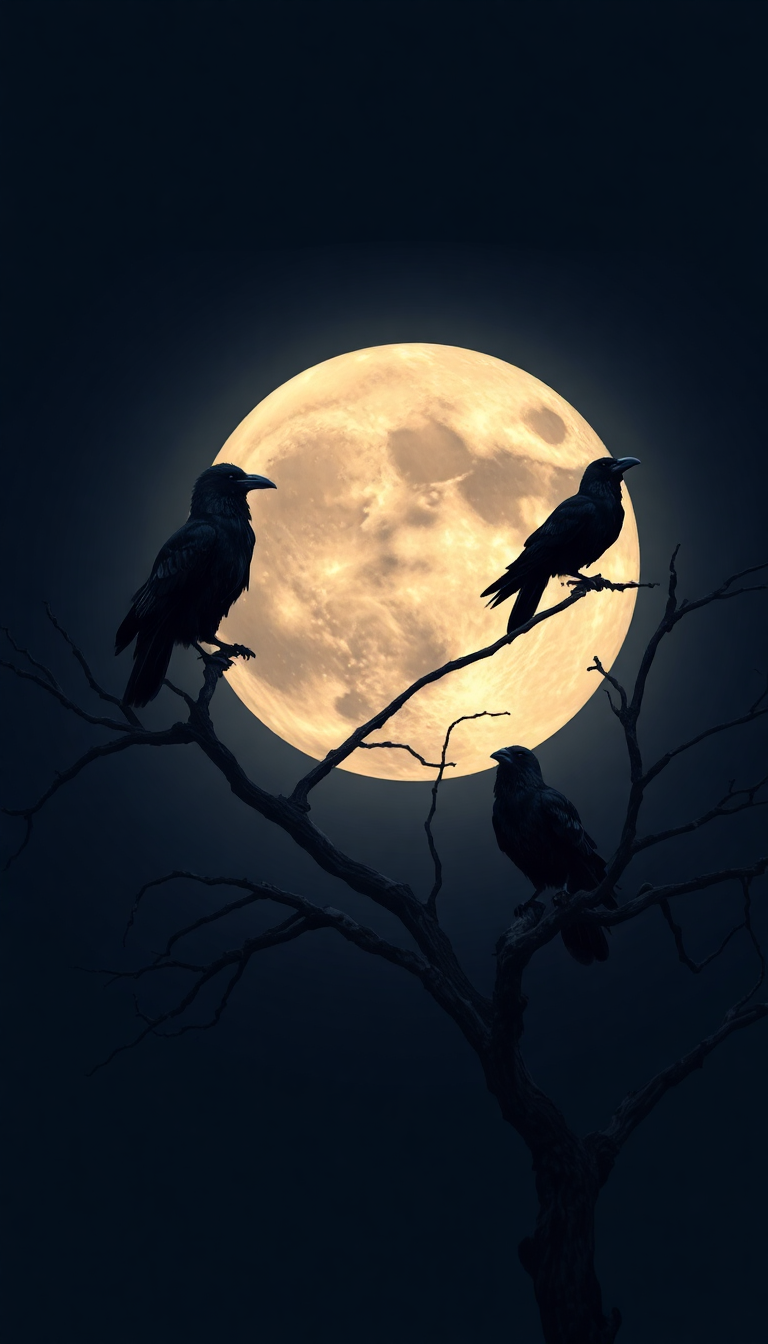 Ravens On Dead Tree Branches Digital art Wallpaper