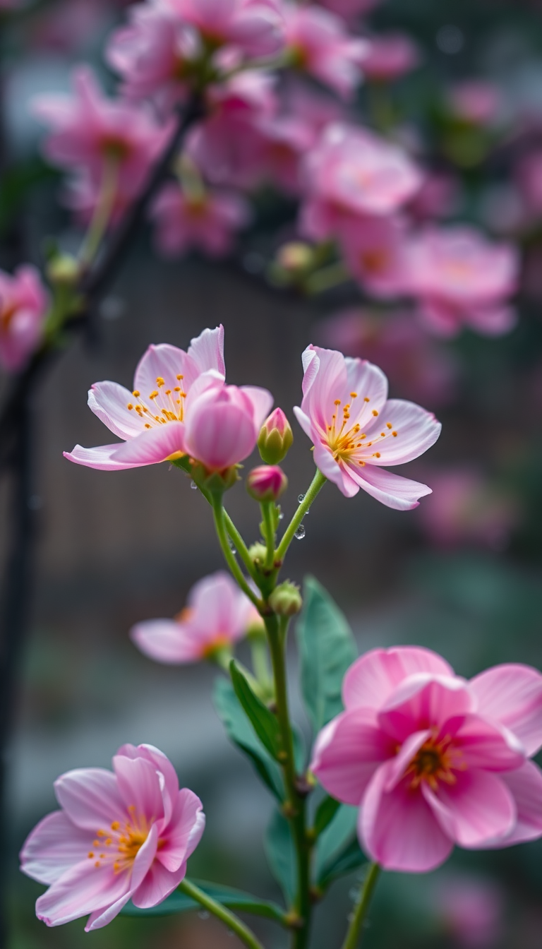 Elegant Rain Flower Blooming Time Aesthetic Wallpaper