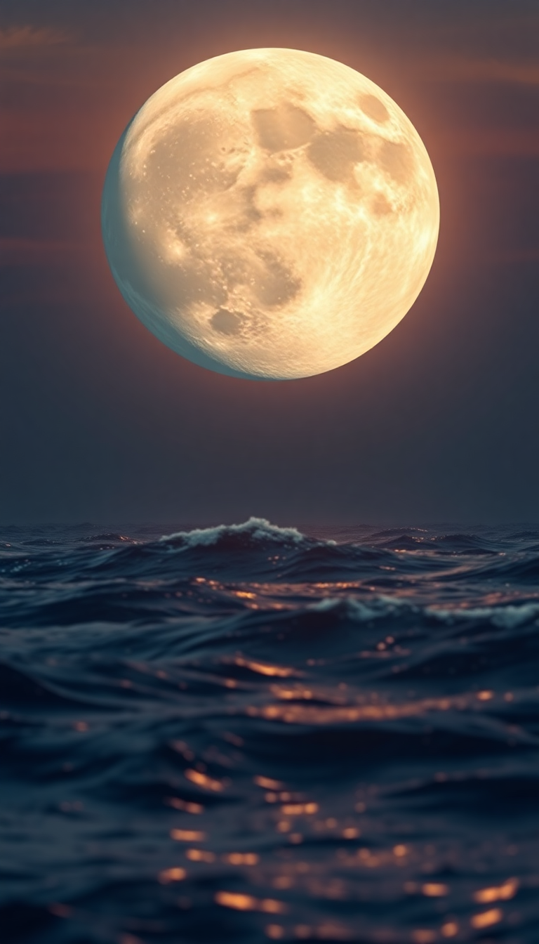 Fantastical Brilliant Giant Moon Touching Wallpaper