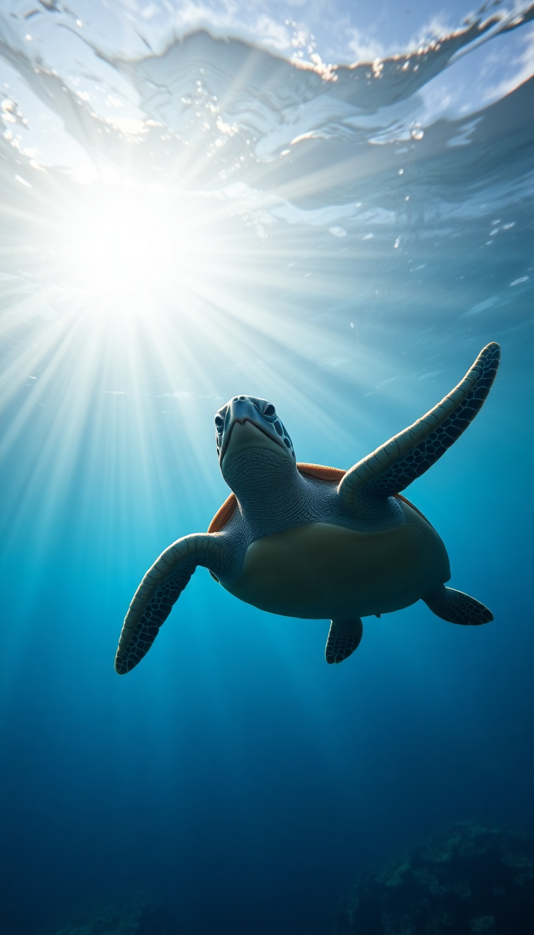 Sea Turtle Swimming Gorgeous HD Wallpaper