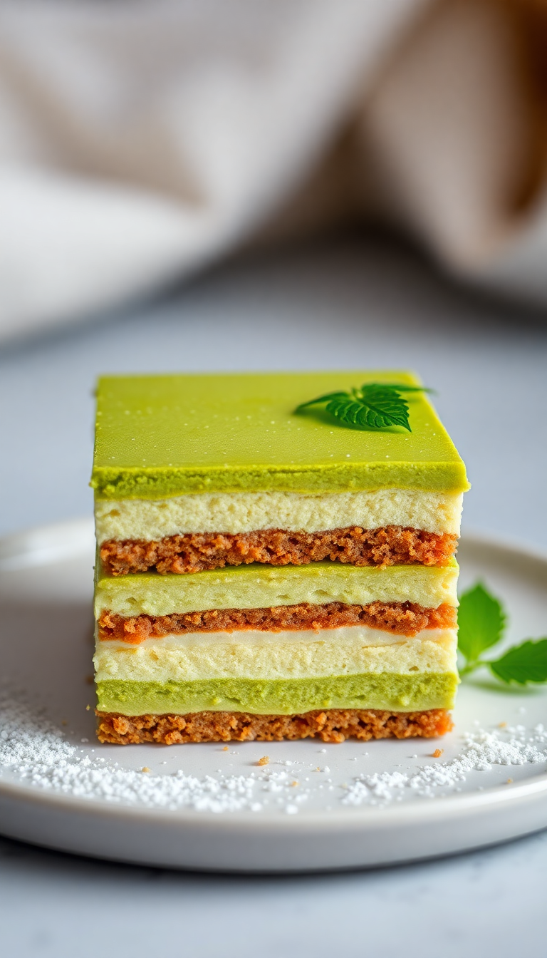 Futuristic Tea Green Layers Tiramisu Photorealistic Wallpaper
