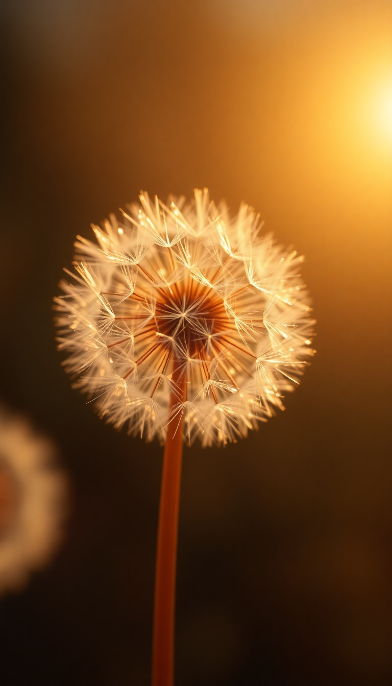 Dandelion Seeds Floating Golden Sunlight Macro Aesthetic Super Wallpaper