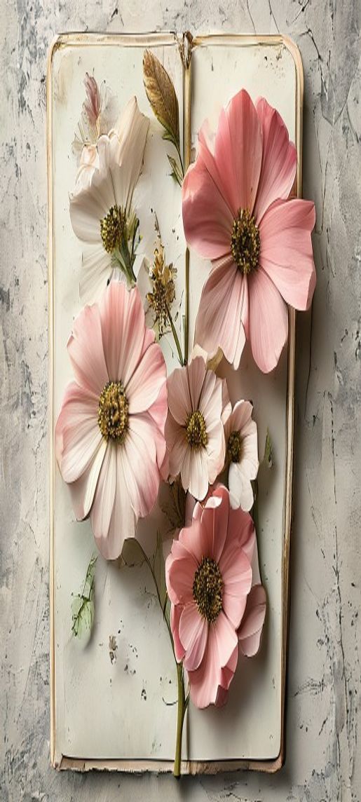 Serene Charming Pressed Flowers In Wallpaper