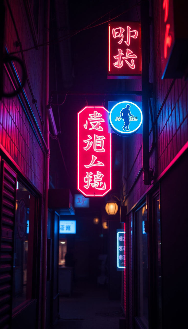 Neon Sign Flickering Dark Alley Aesthetic Wallpaper