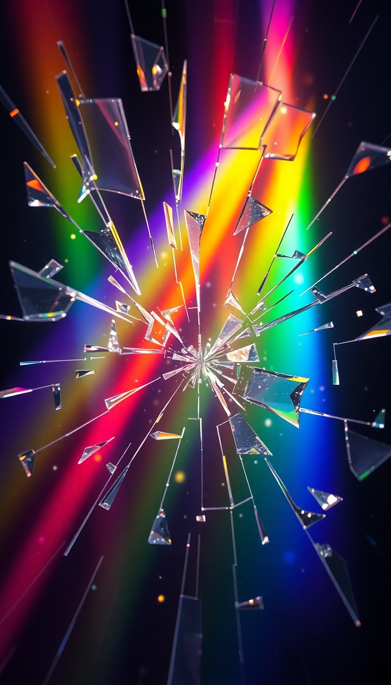 Shattered Glass Prism Light Rainbow Digital art Wallpaper