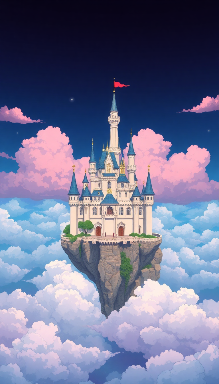 Studio Ghibli Style Floating Castle Anime Wallpaper