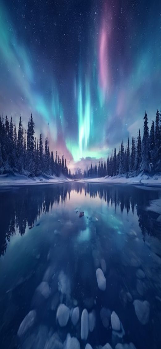 Frozen Alluring Winter Northern Lights Wallpaper