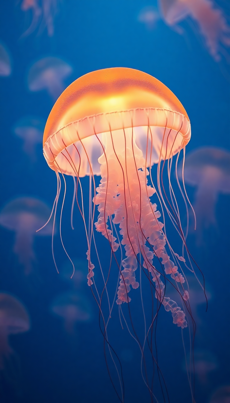 Soft Glowing Pulsing Jellyfish Of Photorealistic Wallpaper