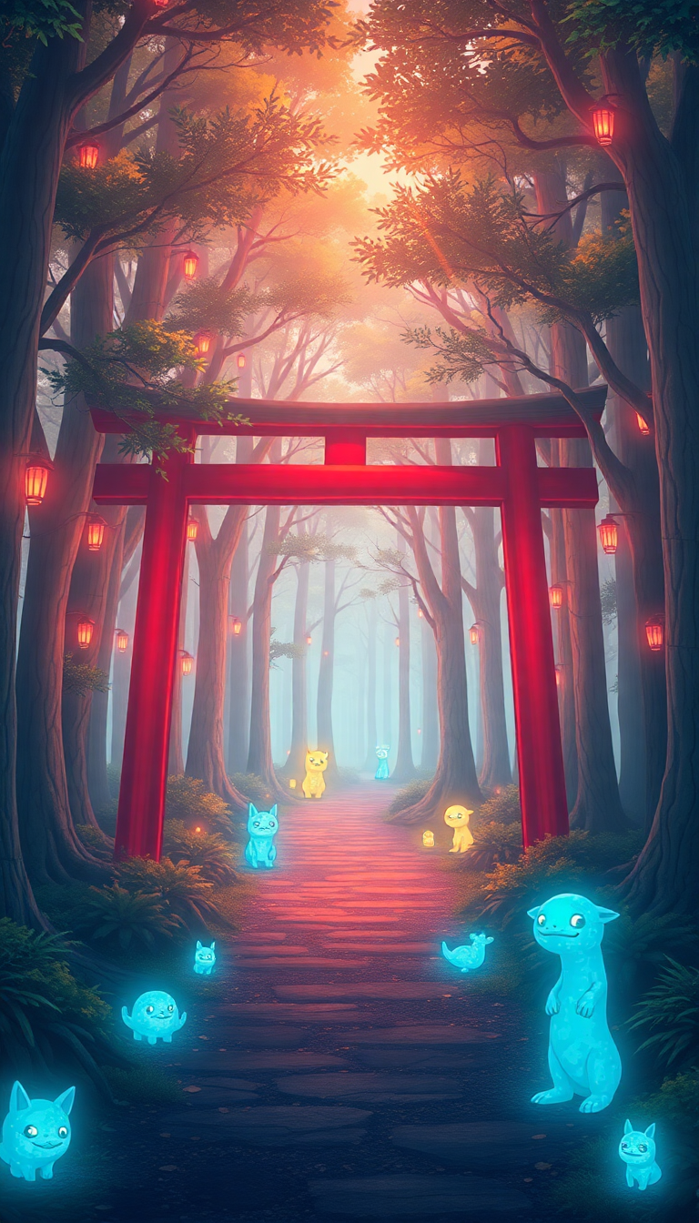 Creatures Torii Gate Path Anime Max Wallpaper