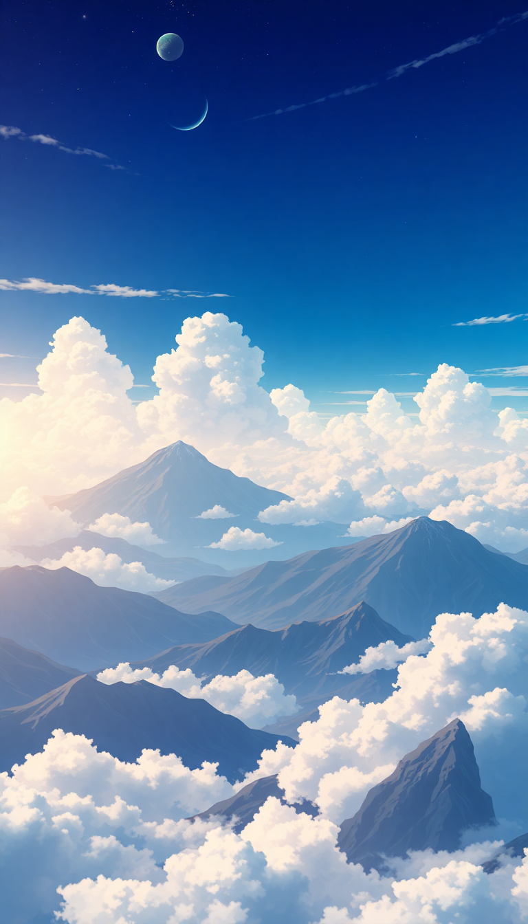 Ornate Anime Mountains Above Sea Anime Wallpaper
