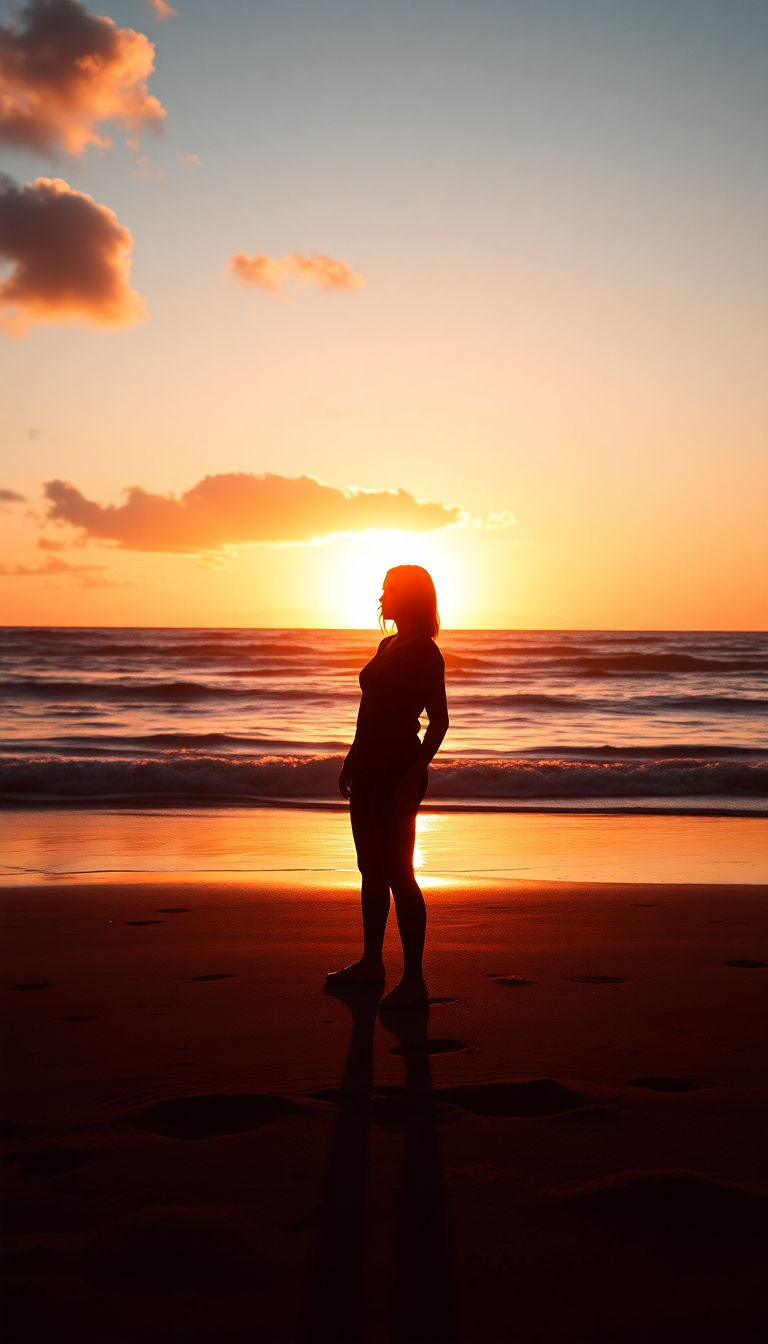 Sacred Beach Golden Silhouette Photorealistic Wallpaper