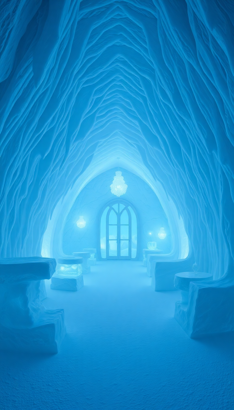 Photorealistic Icy Hotel Interior Frozen Wallpaper