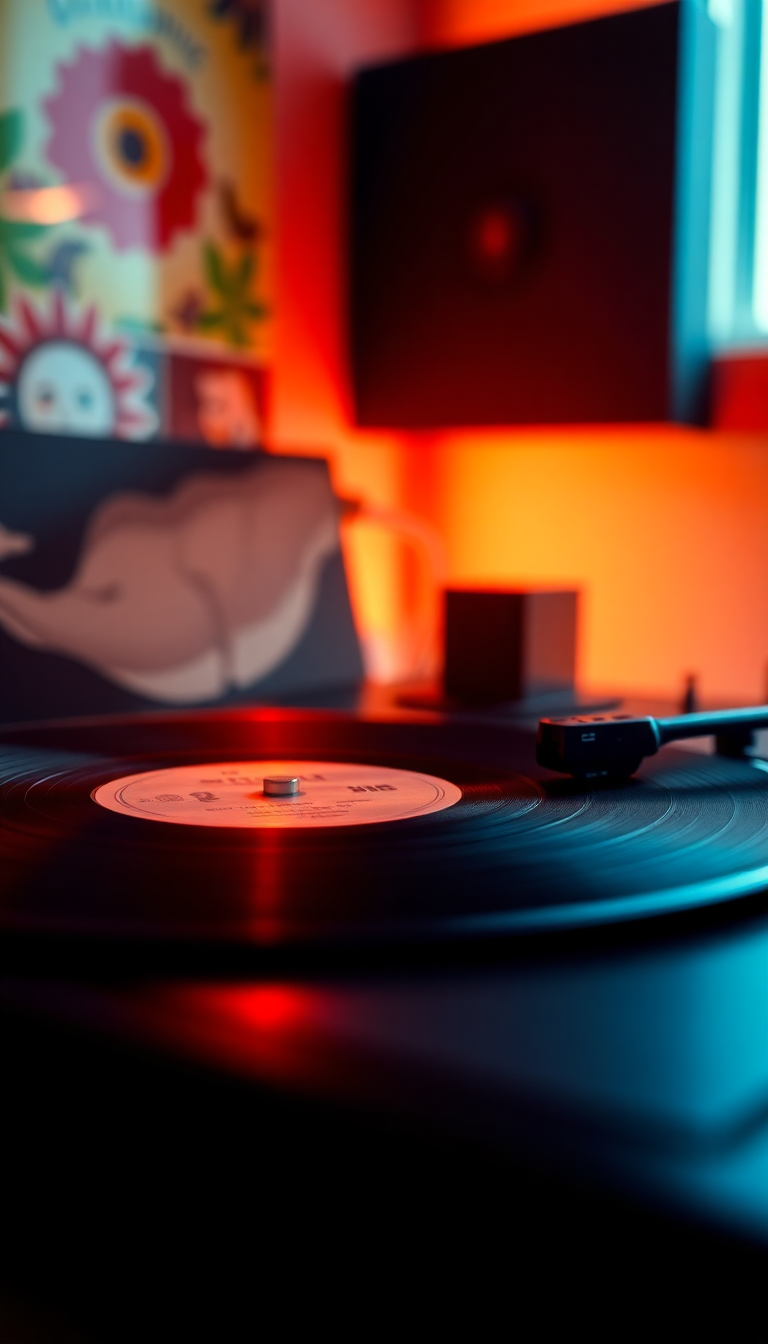 Enchanting Record Player Warm Lighting Photorealistic Wallpaper