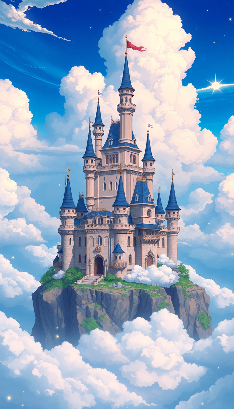 Solar Studio Ghibli Style Floating Castle Wallpaper