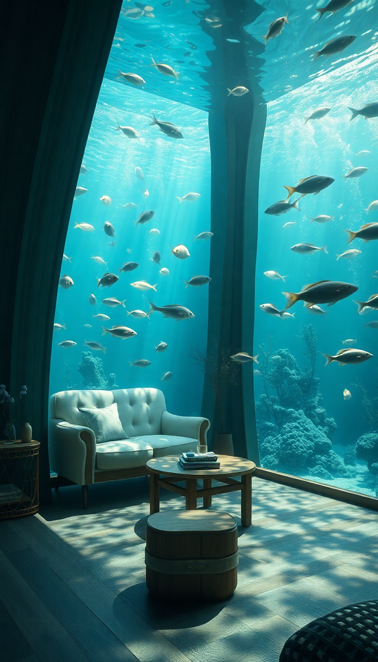 Room Underwater Furniture Fiery HD Wallpaper