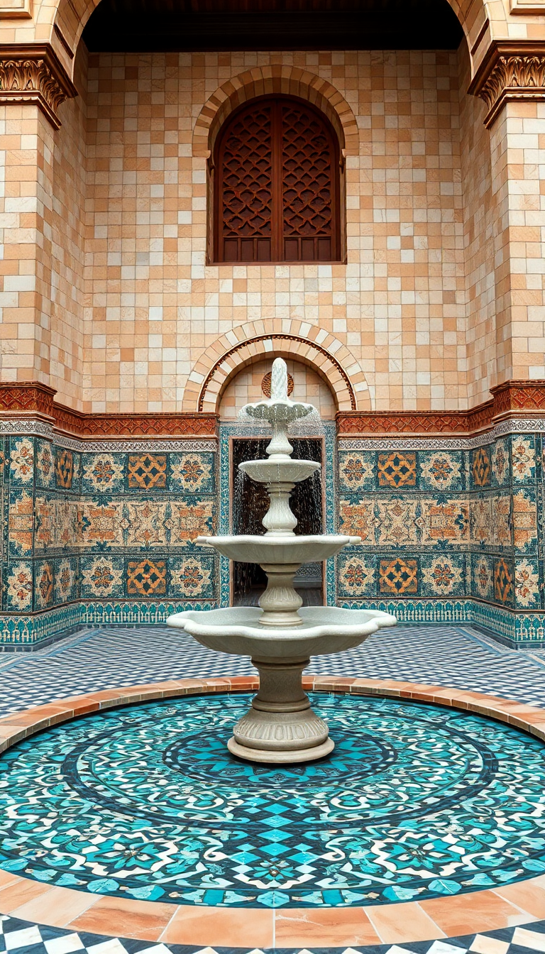 Moroccan Courtyard Tiles Silky HD Wallpaper