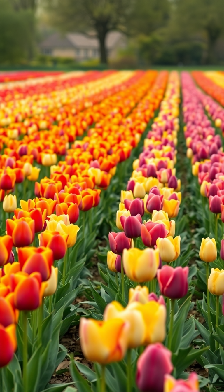 Whimsical Colorful Netherlands Field Tulip Photorealistic Wallpaper